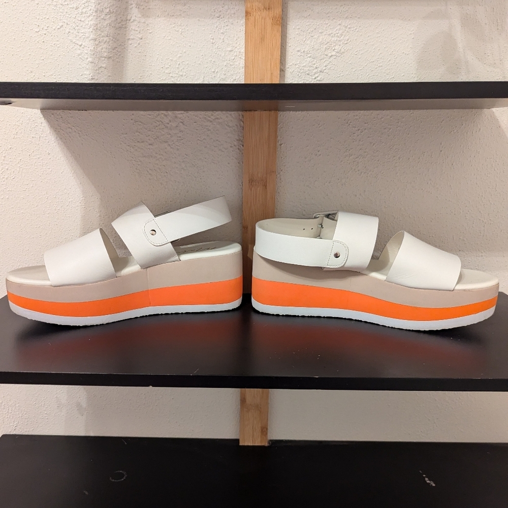 Matisse Jams White Orange Platform Sandals 8 - Picture 3 of 8